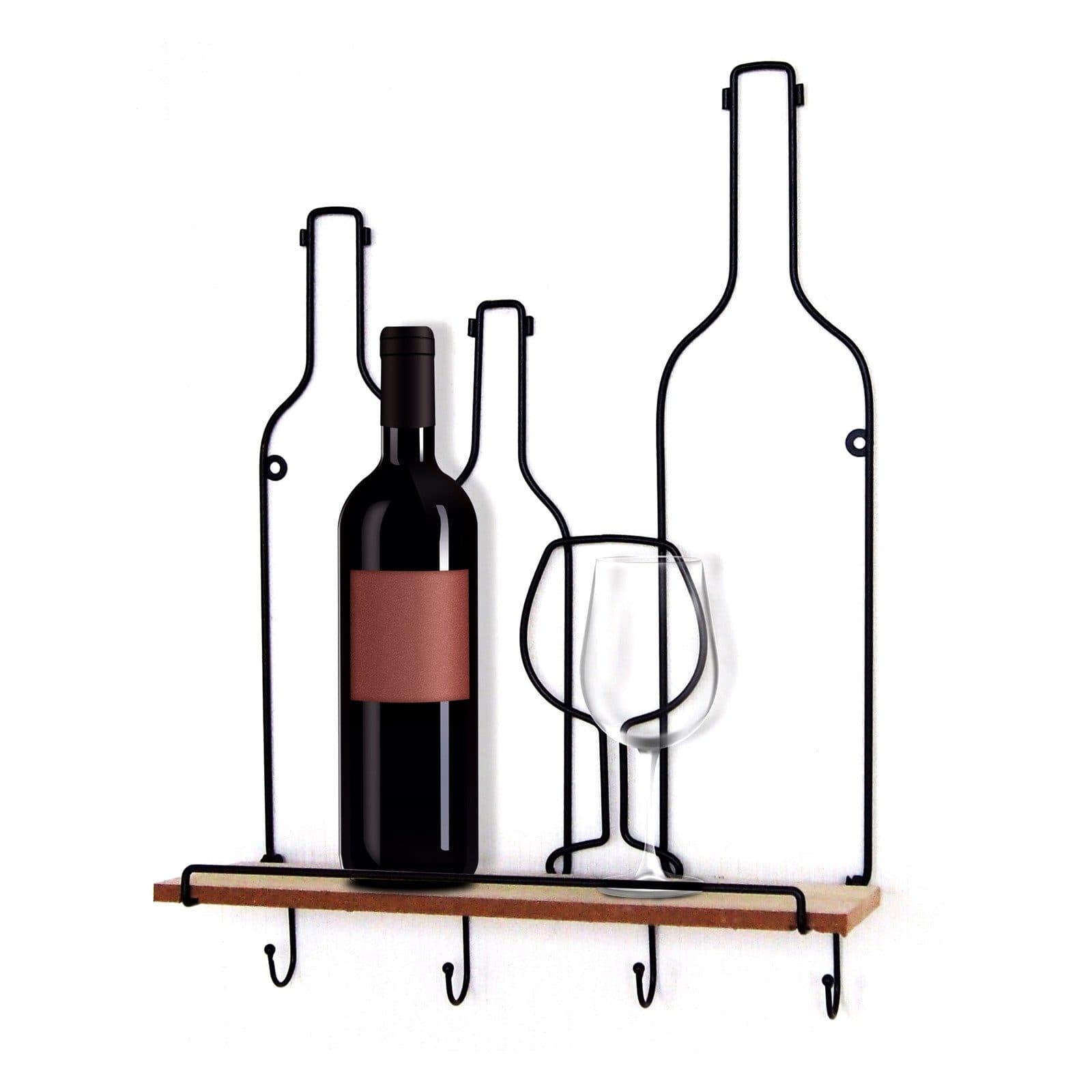 HTI-Line Wandregal Vino Viola Weinmotiv Hakenleiste