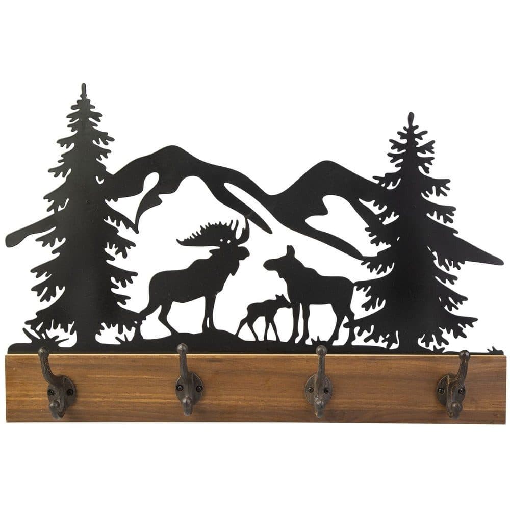 MICA Wandgarderobe Elch Dekohänger Braun/Schwarz