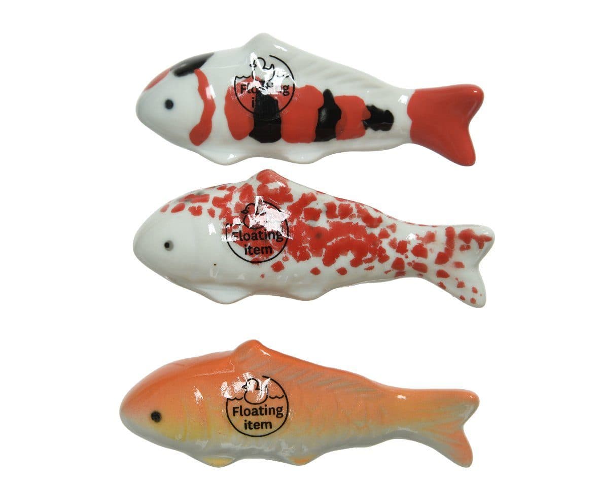Decoris Season Decorations Schwimmender Koi Fisch Porzellan Dekofigur 11cm