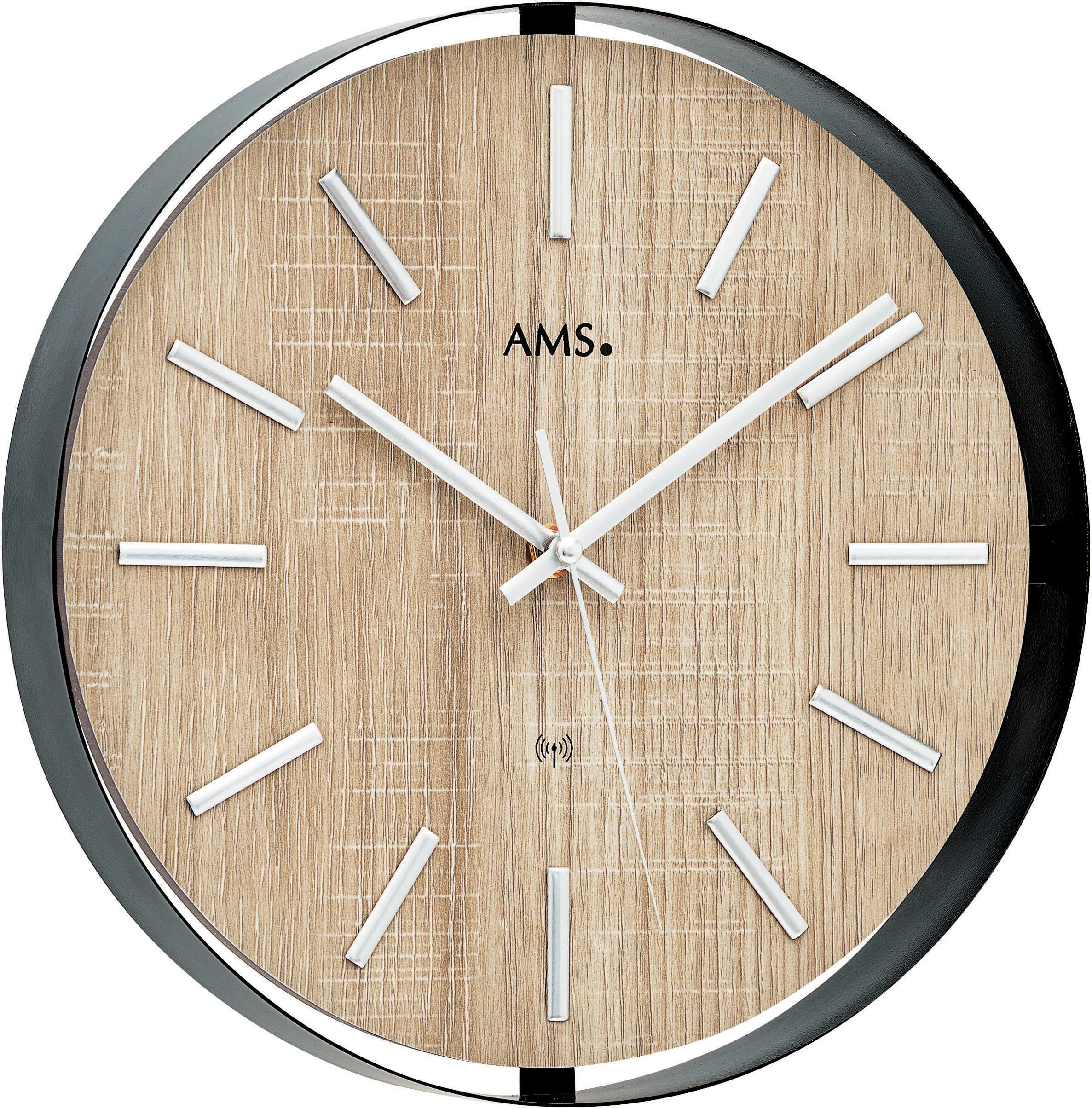 Funkwanduhr AMS, braun, Quarzuhr, 30 cm