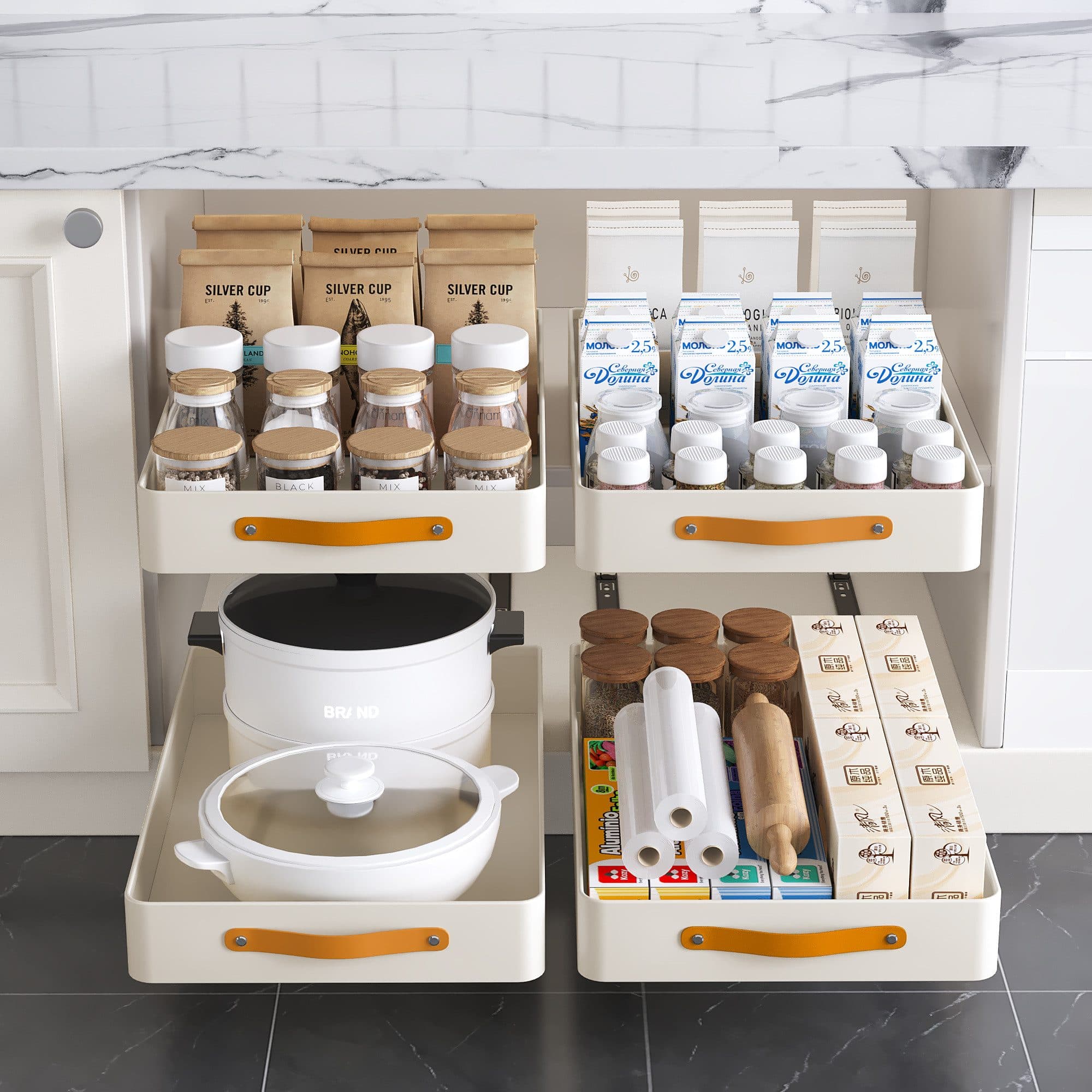 GarveeMore Ausziehbarer Küchenorganizer Weiß