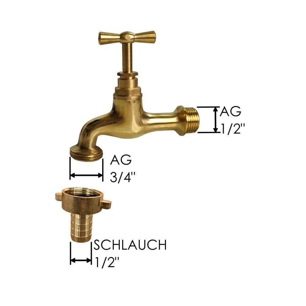 Bradas Hahnstück aus poliertem Messing mit 1/2" Wandanschluss
