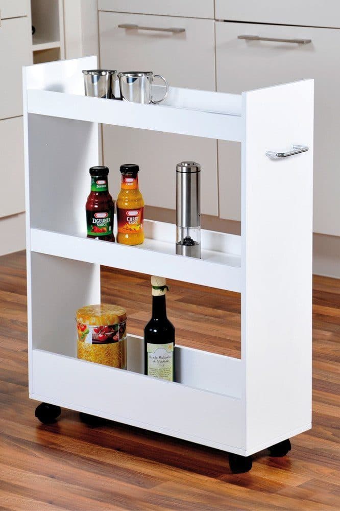 Kesper Küchenregal mobil weiß 3 Ebenen auf Rädern