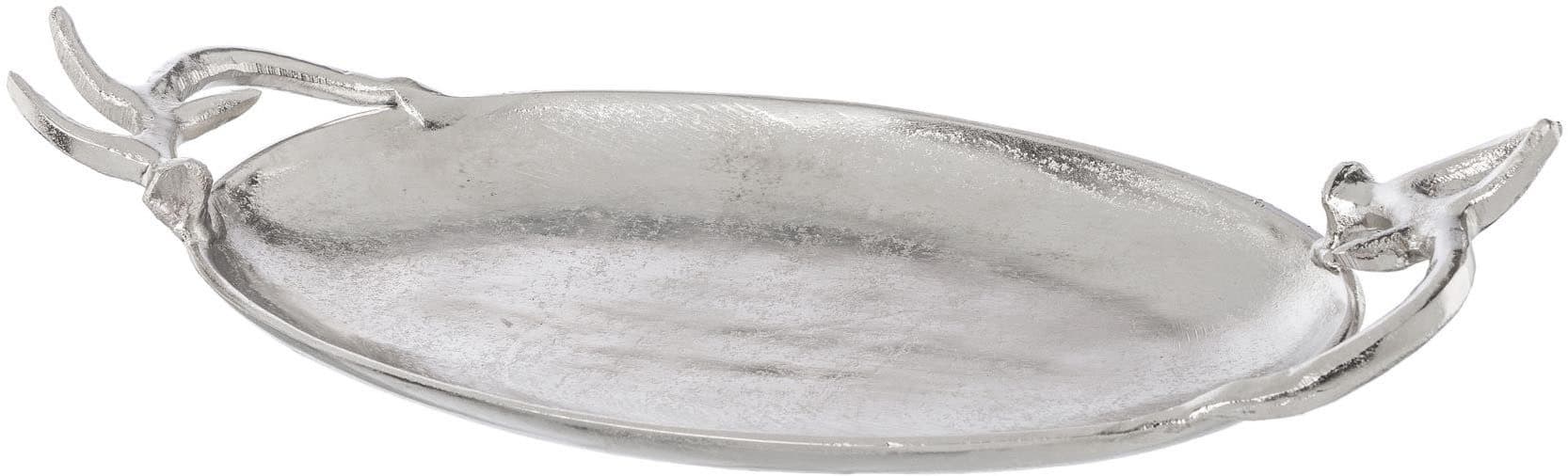 Creativ home Dekoschale Aluminium Oval mit filigranen Griffen