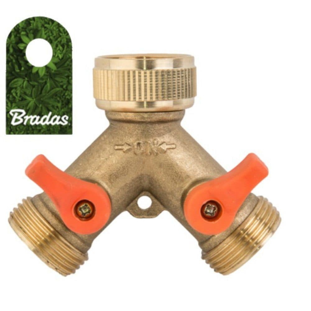 Bradas 2-Wege Wasserverteiler Messing 3/4" mit Kugelhähnen