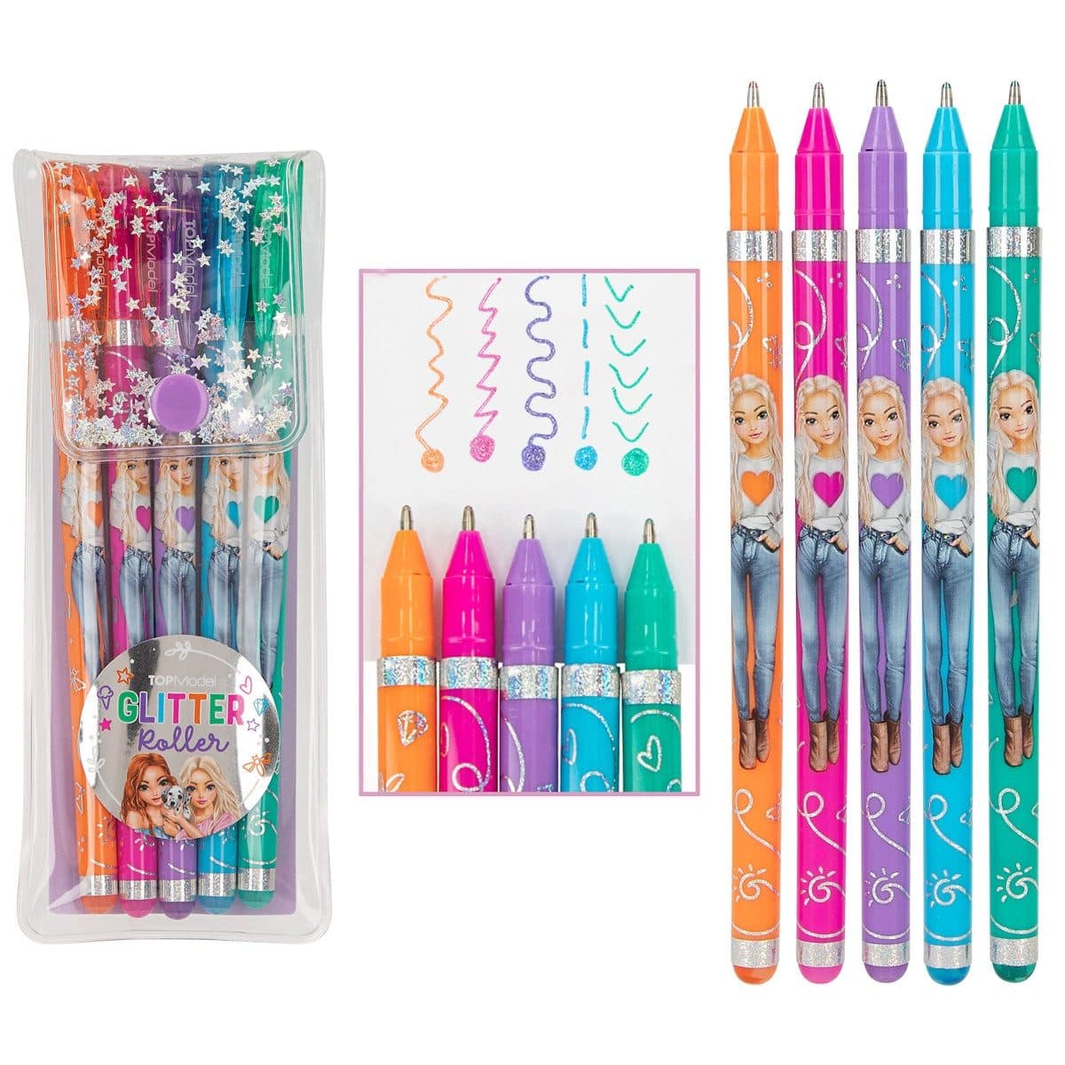 Depesche TOPModel Glitter Gelroller Set 5 Stück Bunt