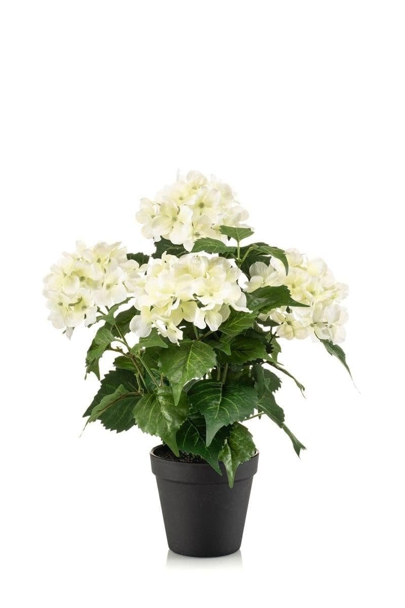 artplants Kunstblume Hortensie DORJA weiß-grün 40cm
