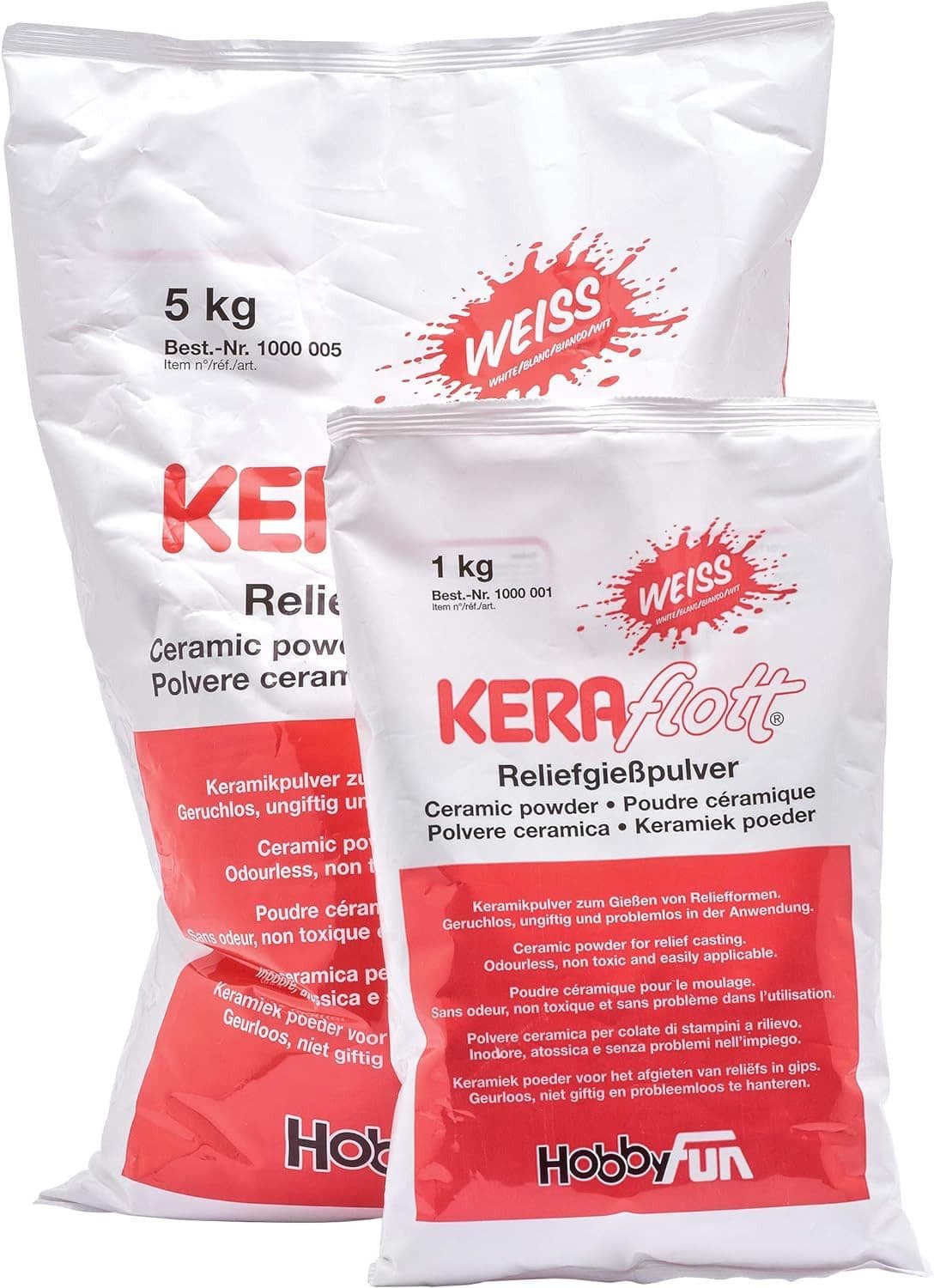 HobbyFun Keraflott Reliefgießpulver 5 kg Weiß Schnelltrocknend