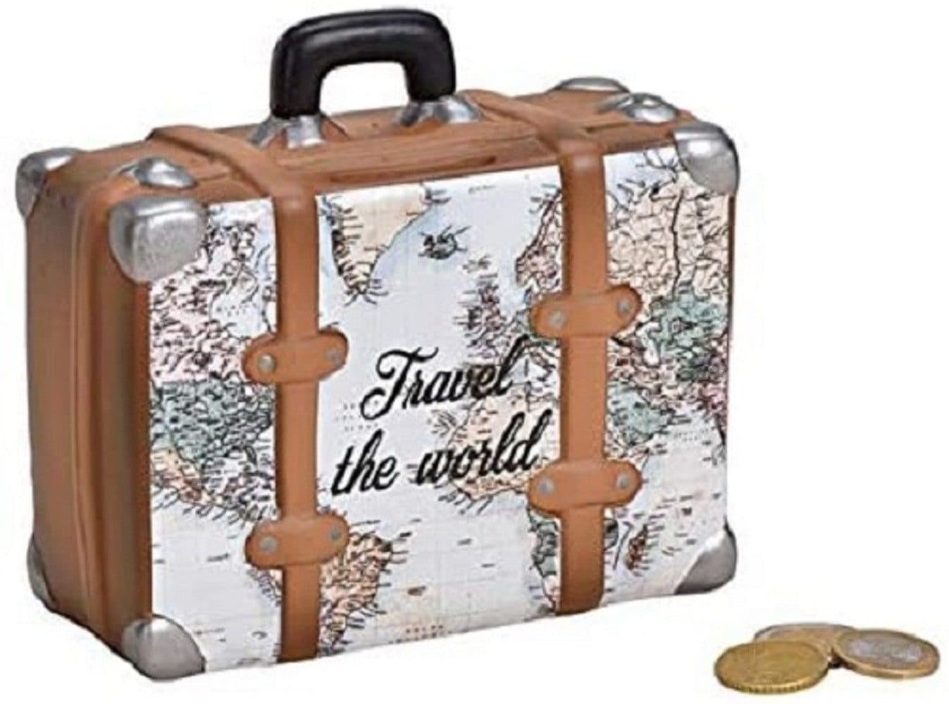 G.Wurm GmbH Travel the World Koffer Spardose - Bunt-Braun Keramik