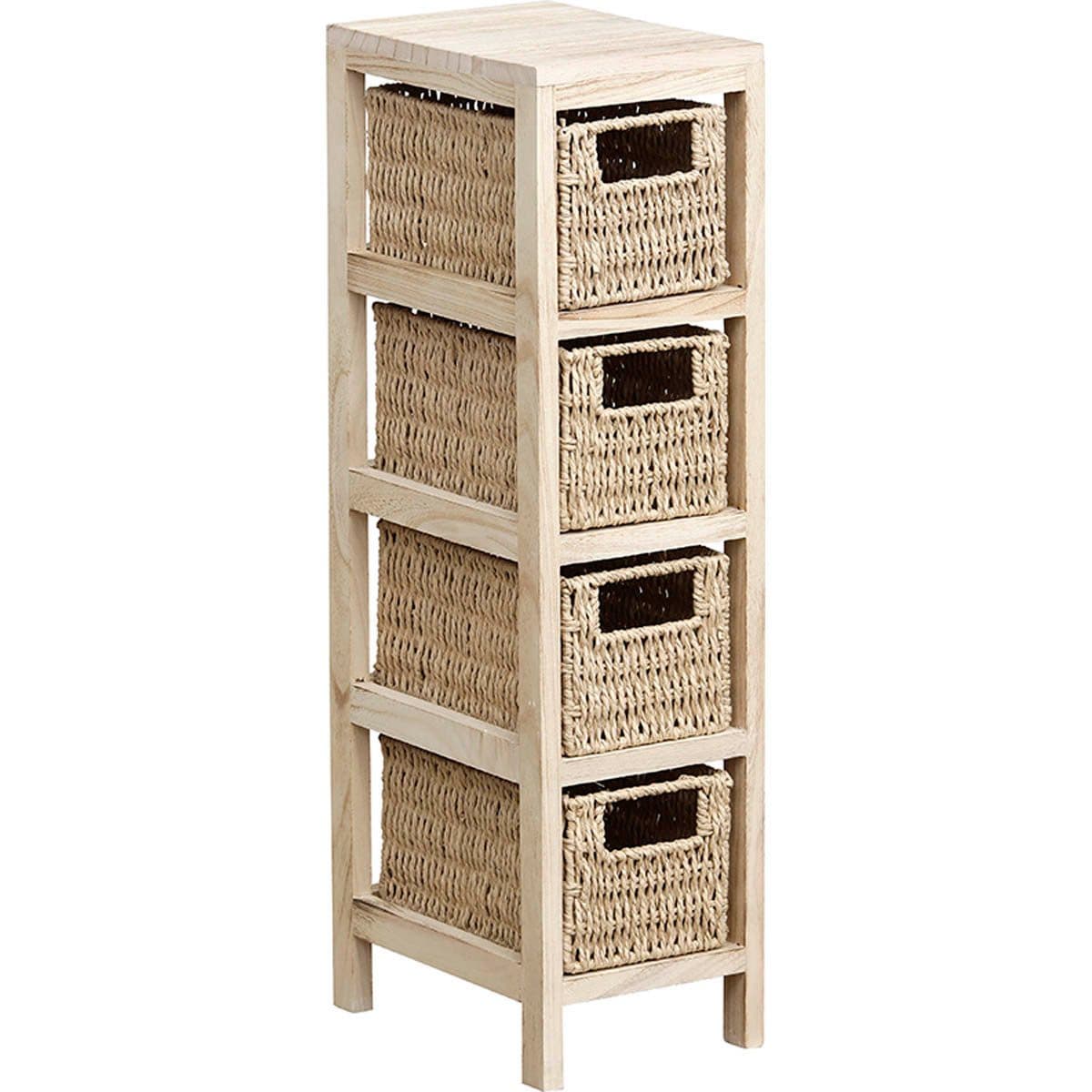 TENDANCE Badkommode Regal Korbregal Holz Landhaus