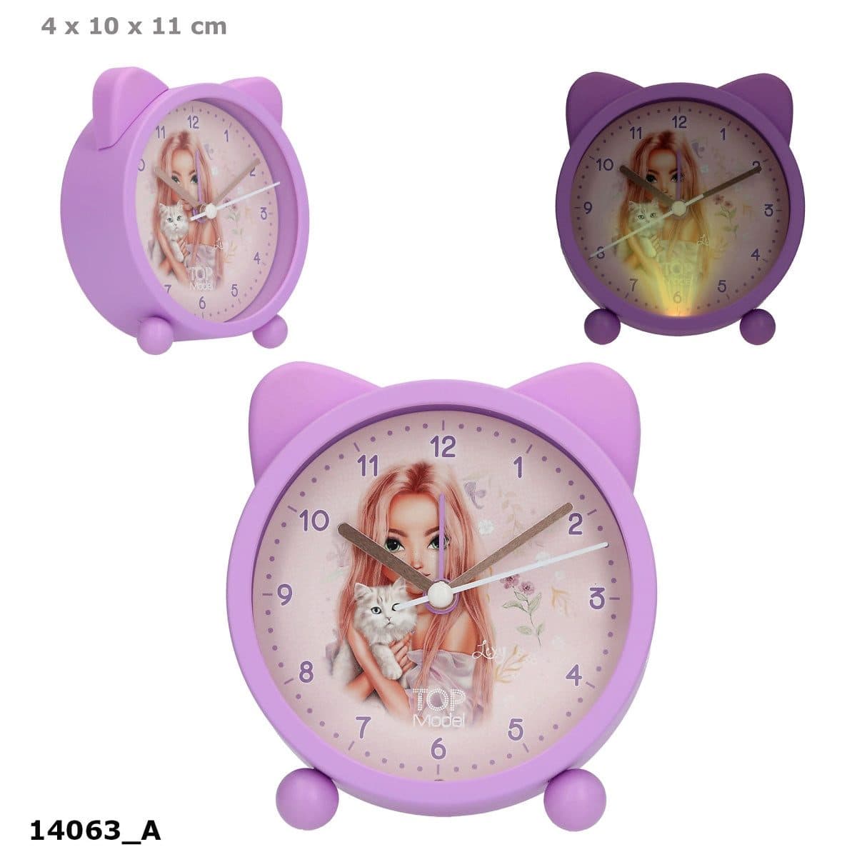 Depesche Spiel TOPModel Wecker BLOOMING KITTY Lila mit Katzen-Motiv