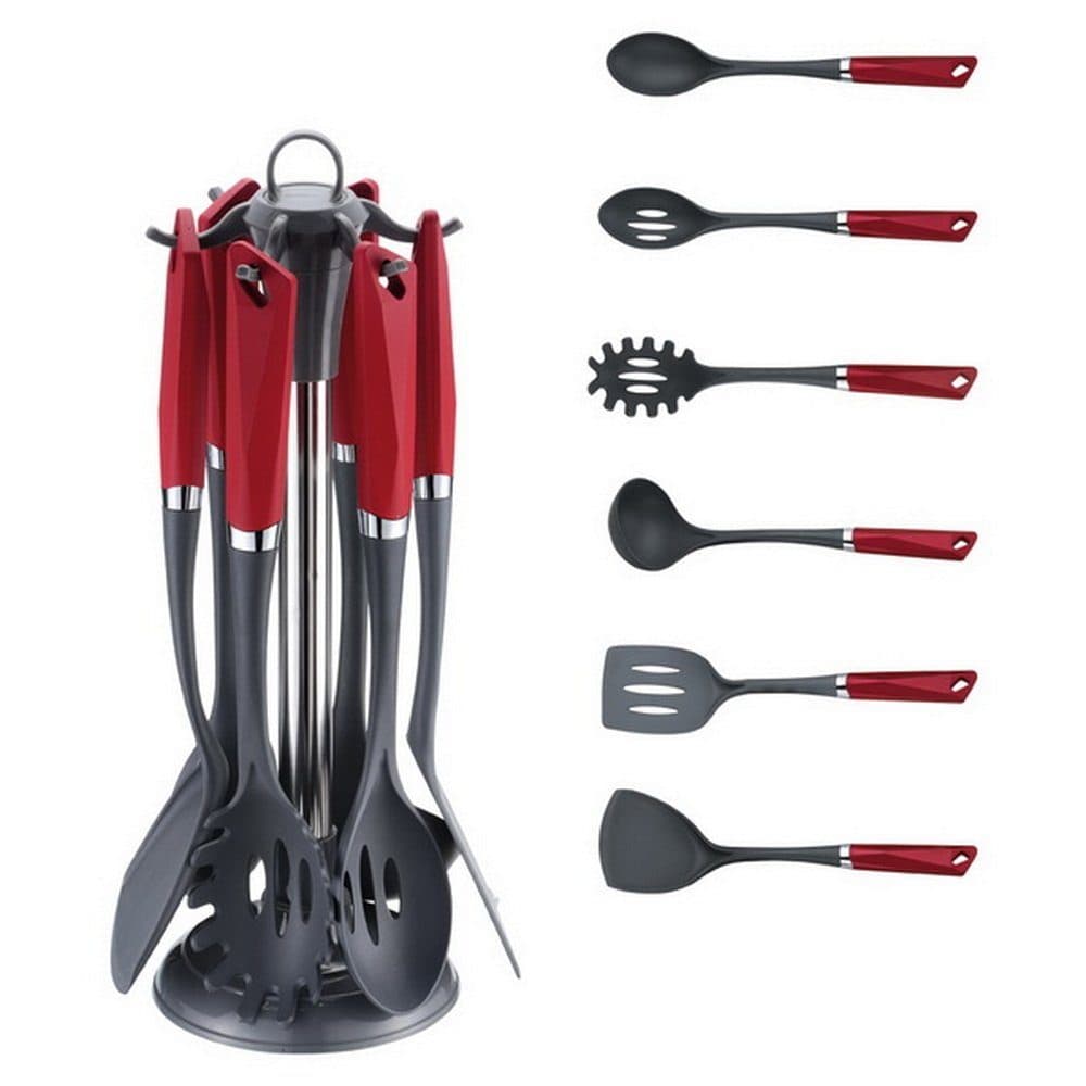 Michelino 7-tlg. Küchenhelfer-Set mit drehbarem Ständer Rot