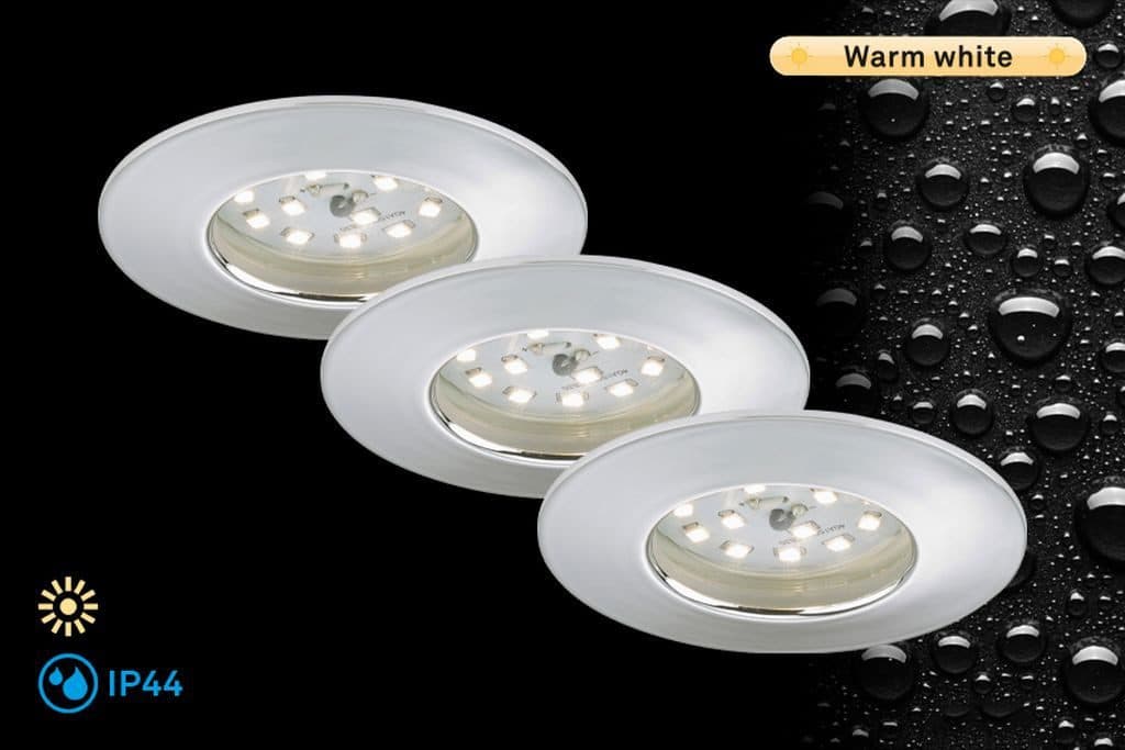 Briloner 3er Set LED-Einbaustrahler Nikas IP44 chrom