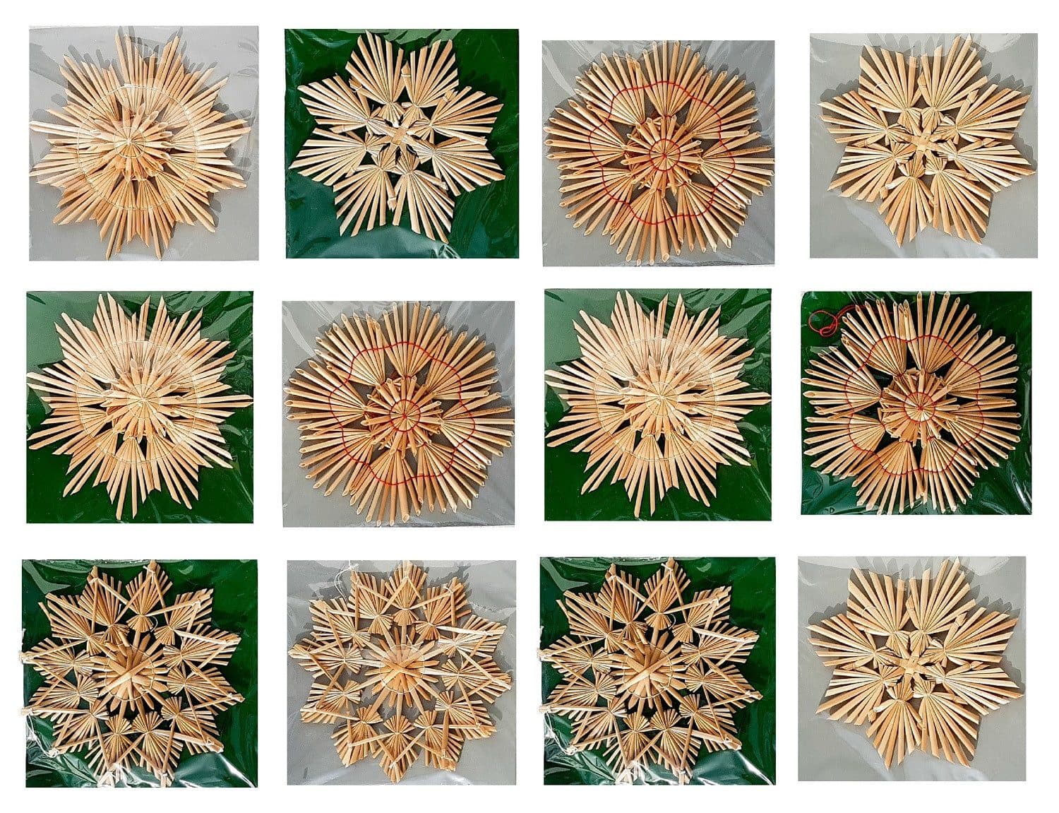 Geschenkestadl Christbaumschmuck Stroh Weihnachtsanhänger 12-tlg