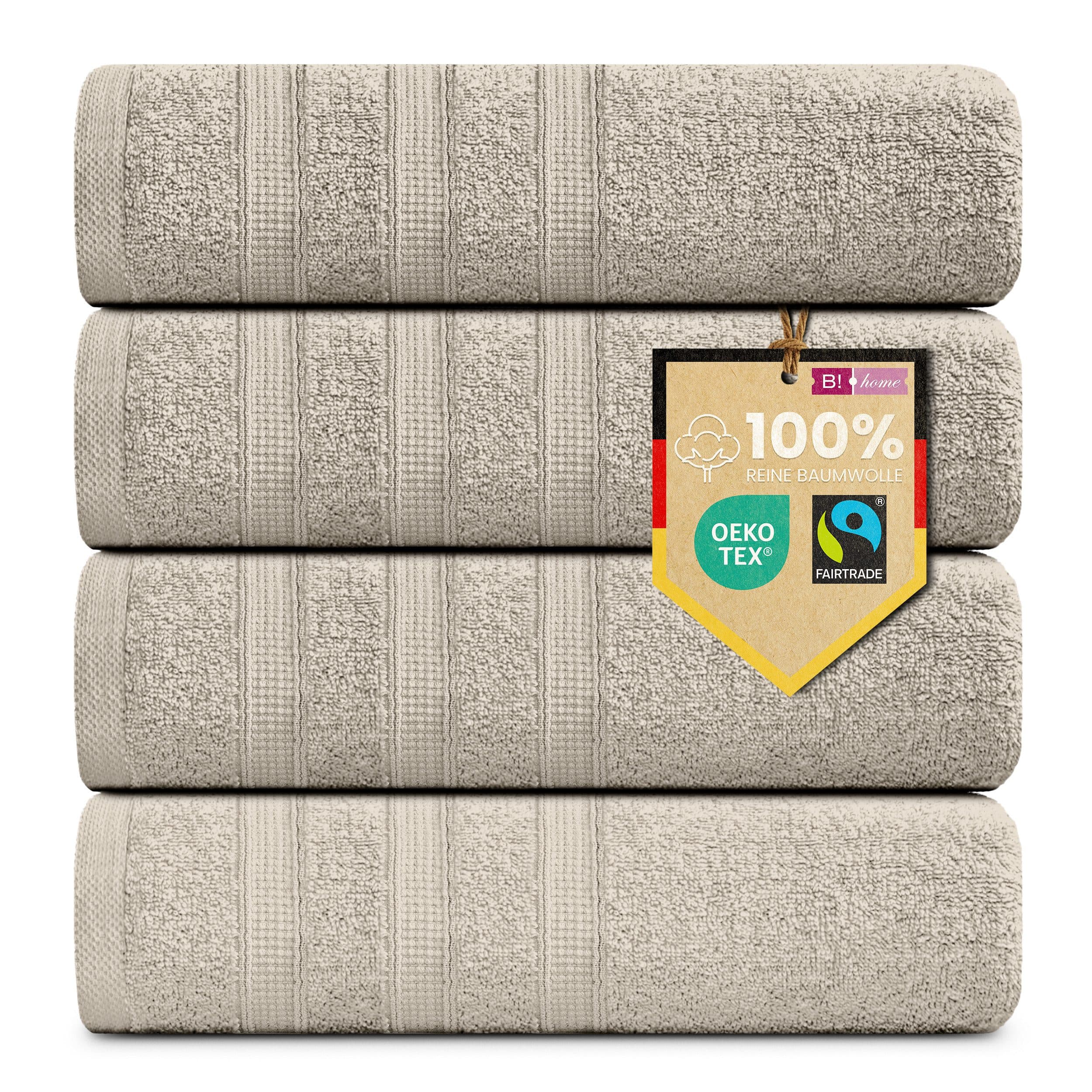 B!HOME Handtuch-Set 4-St. Baumwolle flauschig saugfähig Frottee