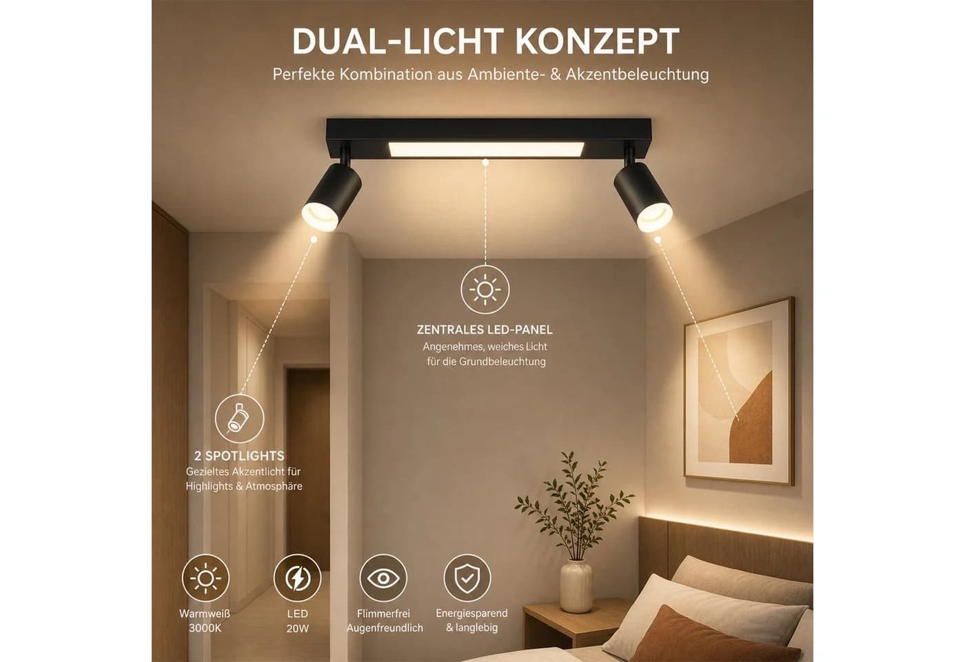 Nettlife Deckenstrahler 1/2/3/4 Flammig GU10 LED Warmweiß Schwenkbar