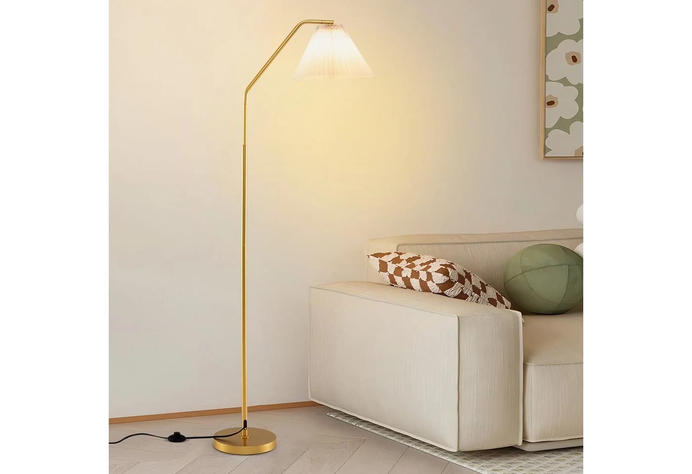 COSTWAY Stehlampe 168 cm Gold Verstellbarer Lampenkopf