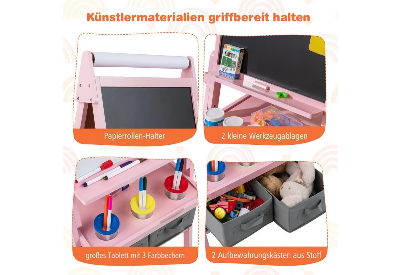 COSTWAY 3 in 1 Kinder magnetisch Kreidetafel doppelseitig