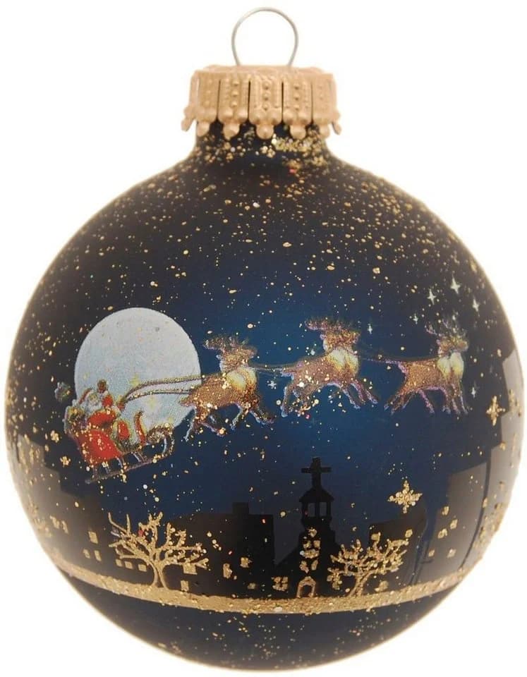 KREBS GLAS LAUSCHA Weihnachtsbaumkugel Midnight before Christmas 7 cm