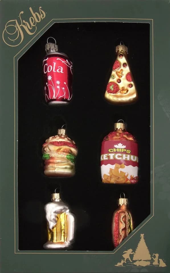 Krebs Glas Lauscha Christbaumschmuck Mini Food Set 6-tlg. Multicolor 6cm