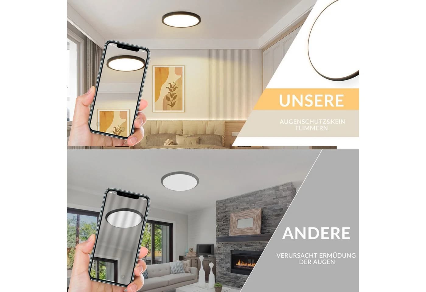 Nettlife LED Deckenleuchte Flach Schwarz 18cm 15W