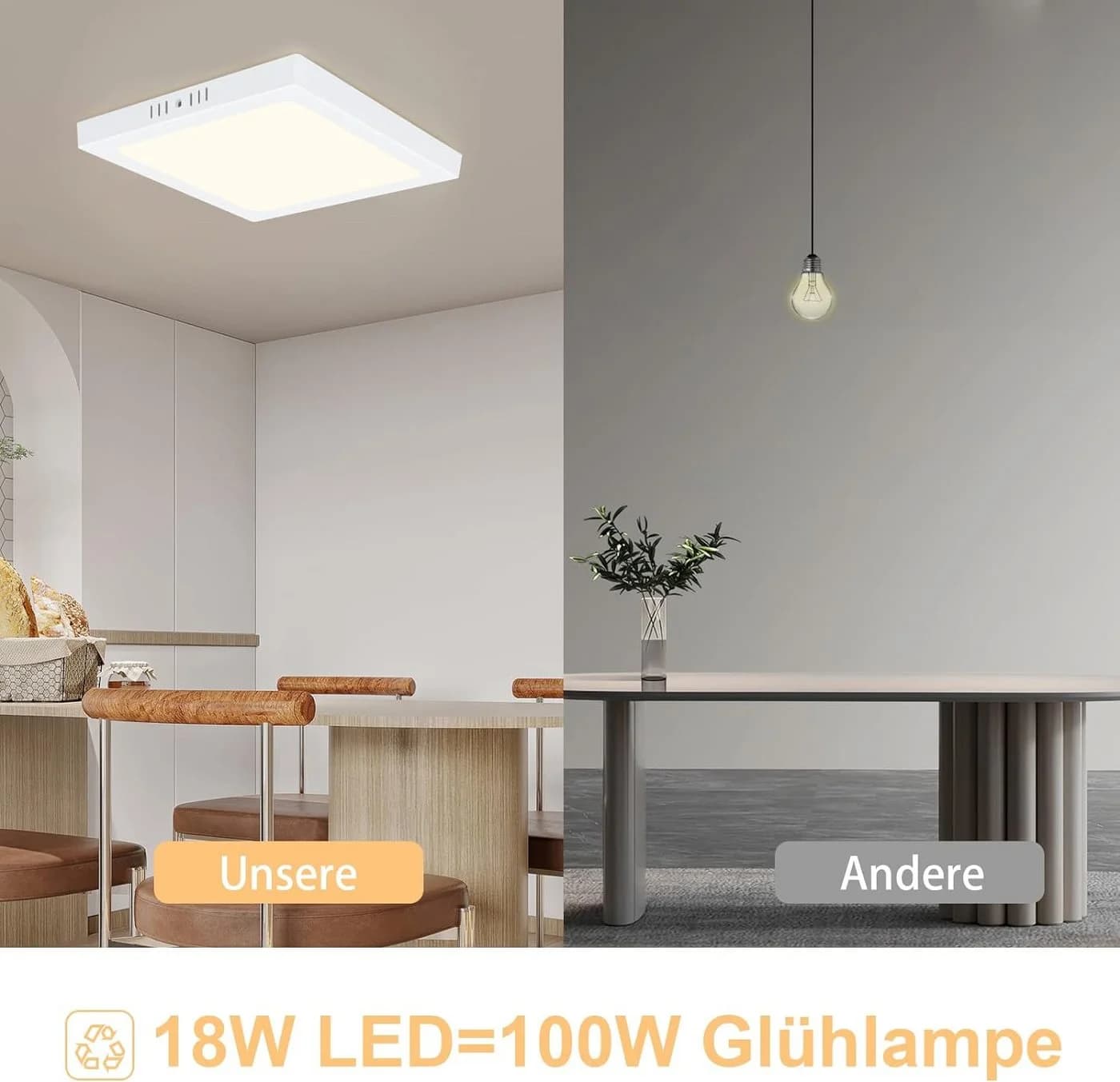 ZMH LED Deckenleuchte Rund Weiß Ø22.5CM Flurlampe Modern für Büro Flimmerfrei Energiesparend