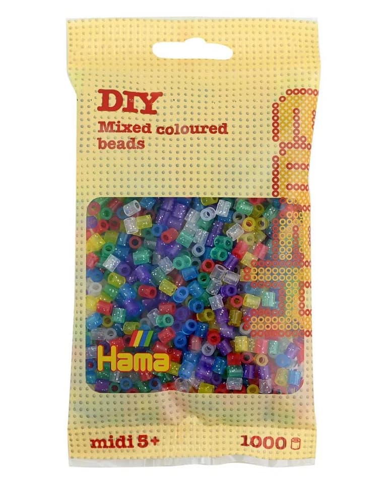 Hama Bügelperlen – Glitzer Mischung, Midi 5 mm (1000 Stk)