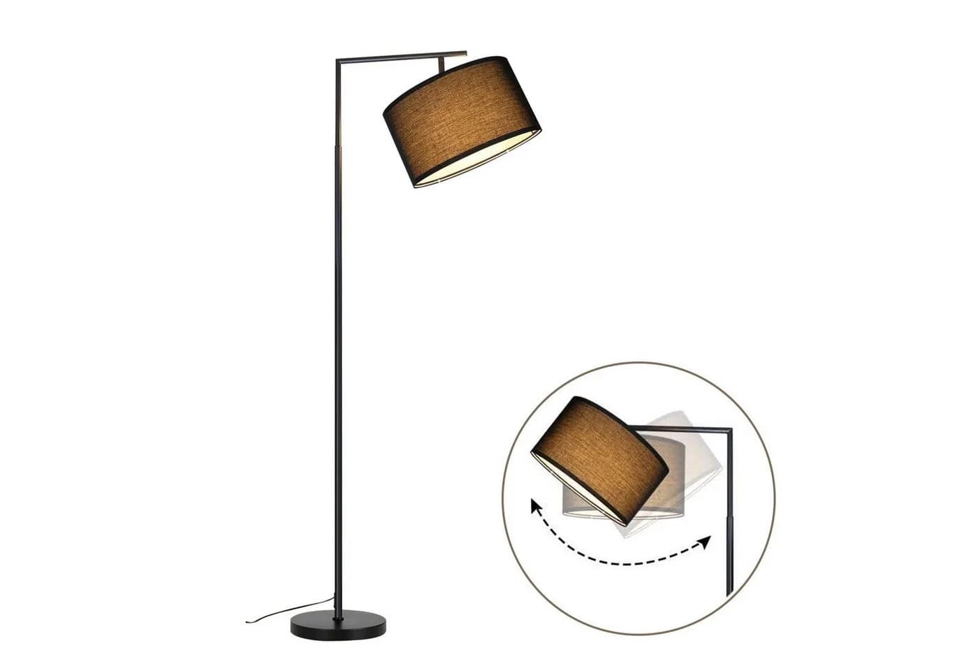 Nettlife Stehlampe Vintage Weiß/Schwarz Stoffschirm E27