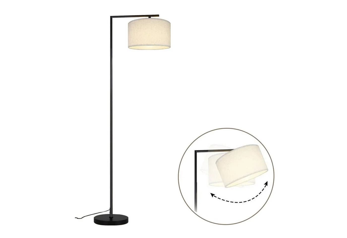 Nettlife Stehlampe Vintage Weiß/Schwarz Stoffschirm E27