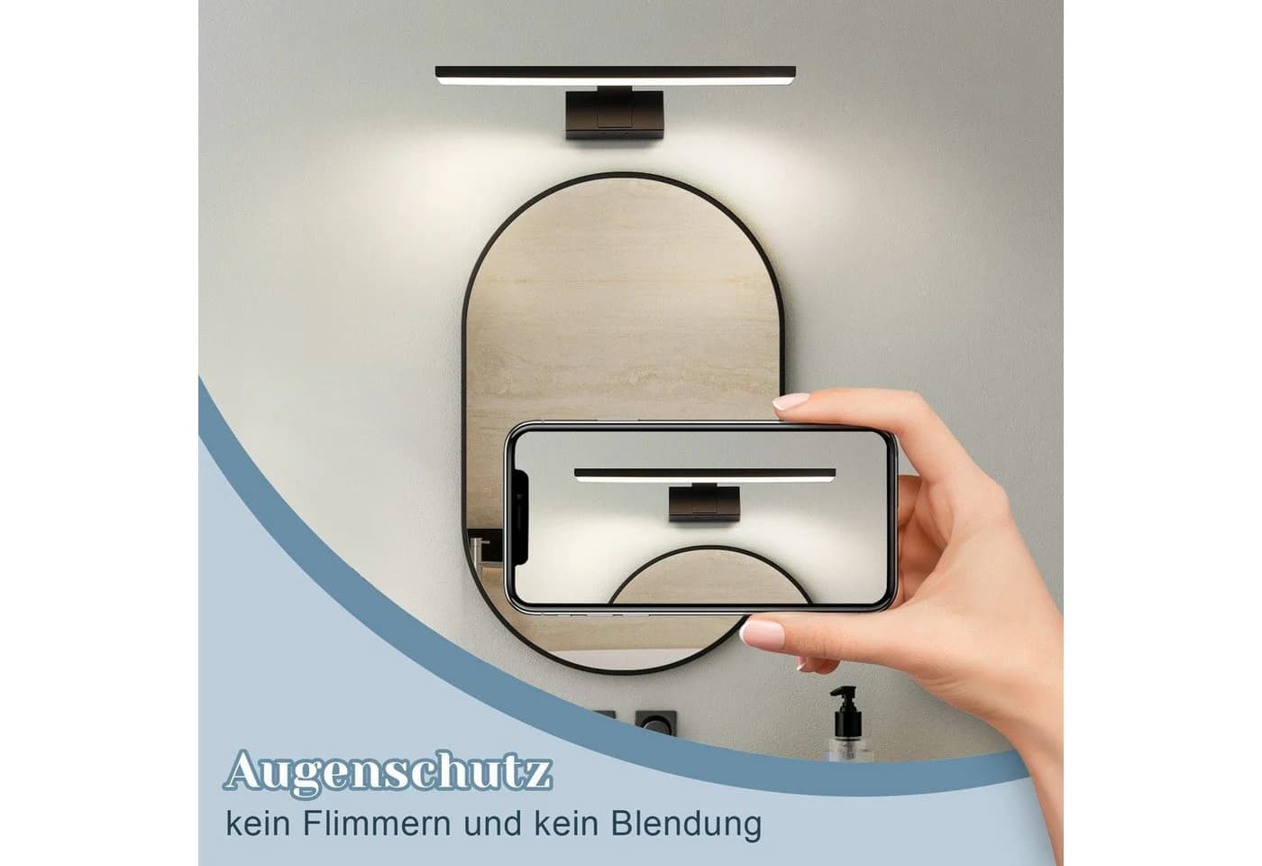 Nettlife LED Spiegelleuchte 30/40/60CM Schwarz Neutralweiß 4000K