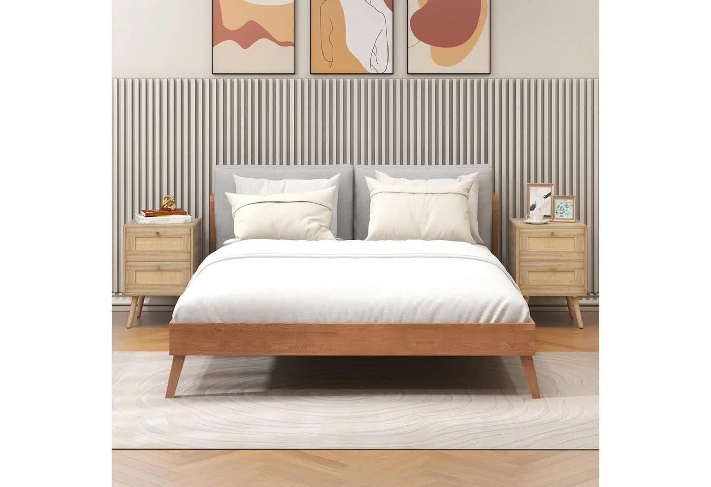 COSTWAY Nachttisch Beistelltisch 2-St. mit 2 Schubladen 40 x 40 x 59 cm Holz