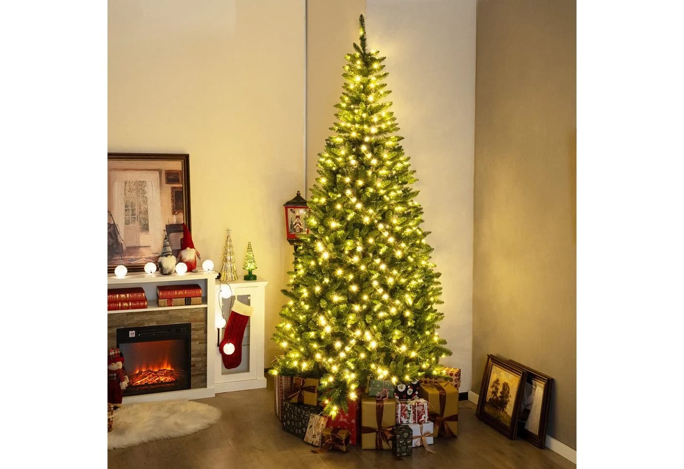 COSTWAY Künstlicher Weihnachtsbaum 240 cm 360 LEDs 1137 Zweigspitzen