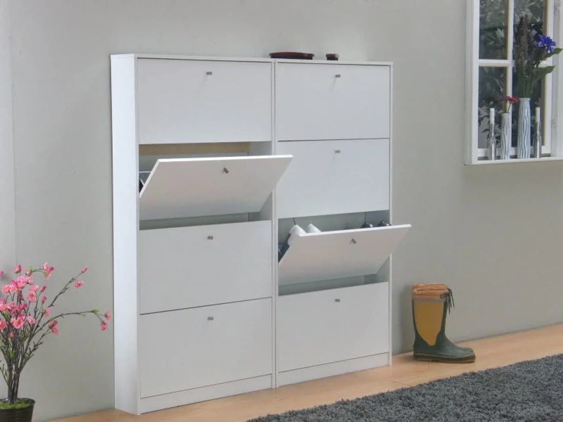 ebuy24 Schuhschrank Escape 8 Klappen Weiß Wandmontage