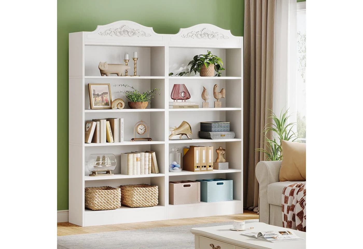 Tribesigns Bücherregal 190cm Standregal Raumteiler 5 Fächer Weiß