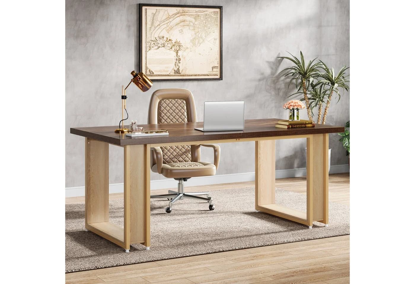 Tribesigns Schreibtisch 160cm Braun Holzoptik