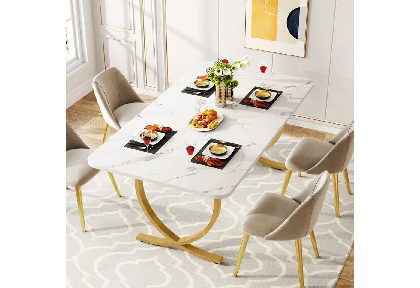 Tribesigns Esstisch 160 x 80 cm Modern Metallbeine