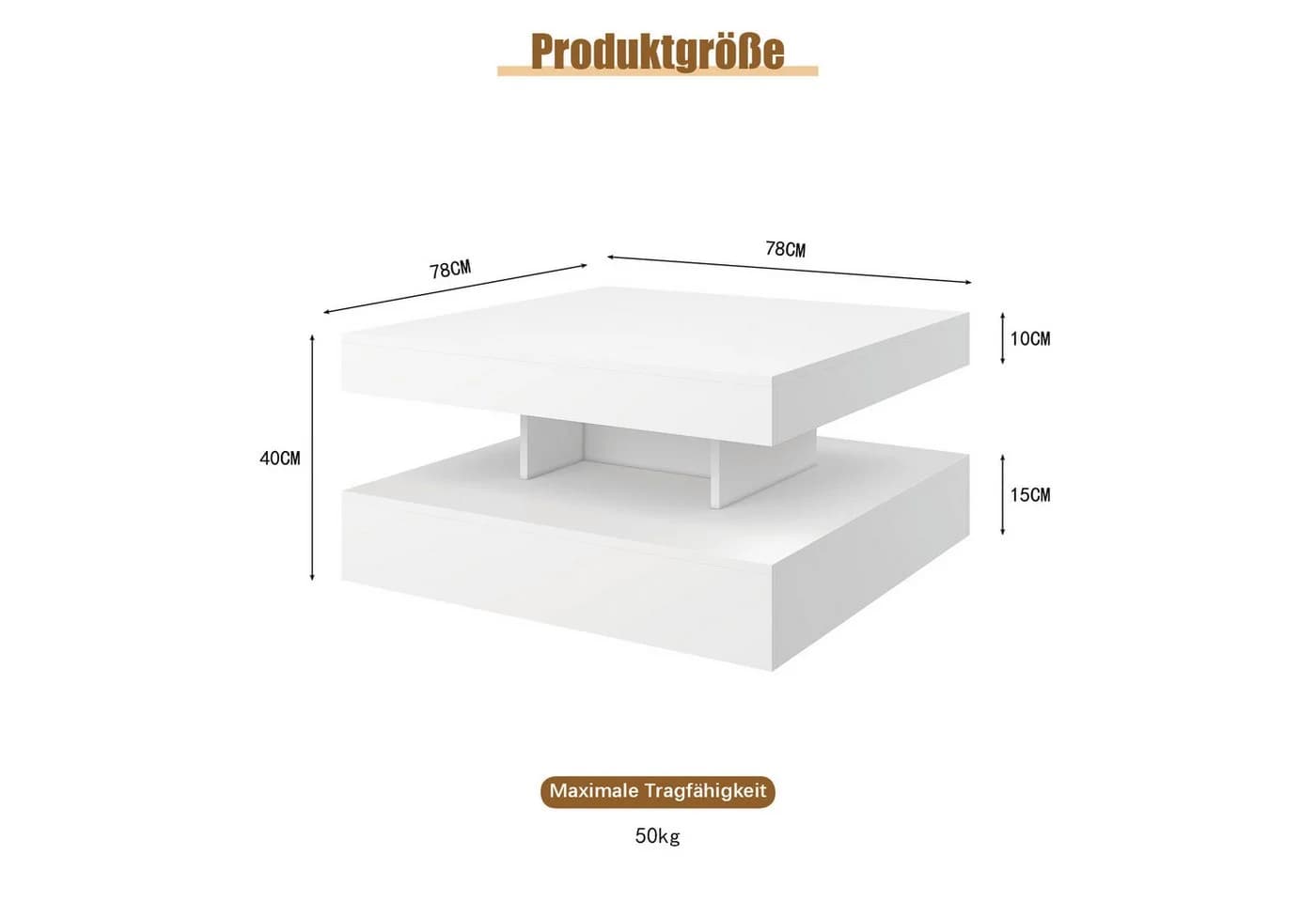 radelldar Couchtisch Wohnzimmertisch Hochglanz mit Beleuchtung & Fernsteuerung, USB