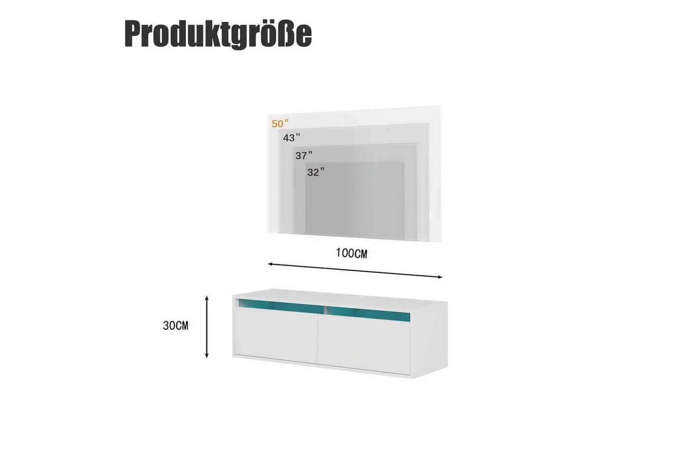 Radelldar LED TV-Lowboard Modernes TV-Board mit 2 Türen