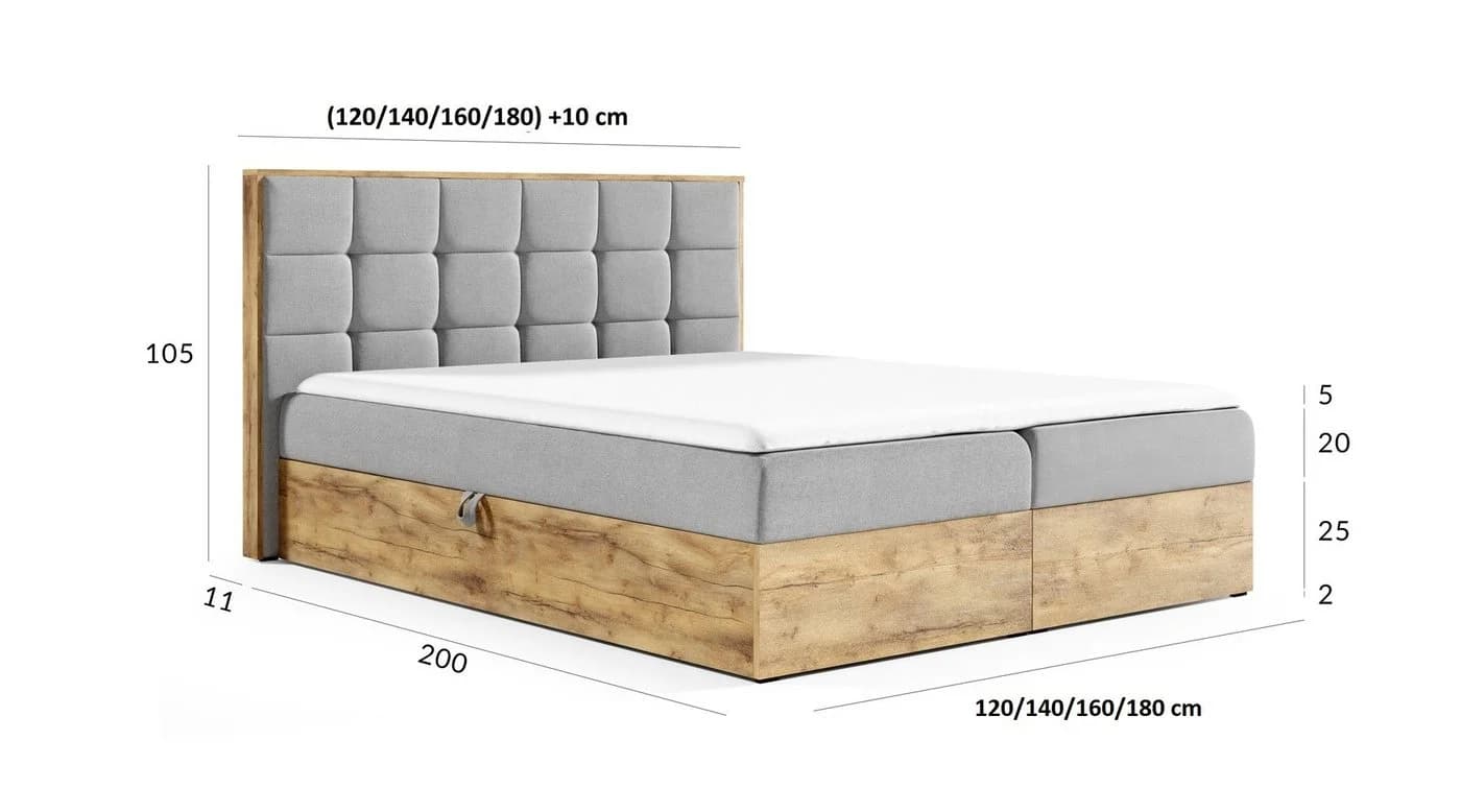 Fun Möbel Boxbett KALYPSO mit Bettkästen Eichen-Optik