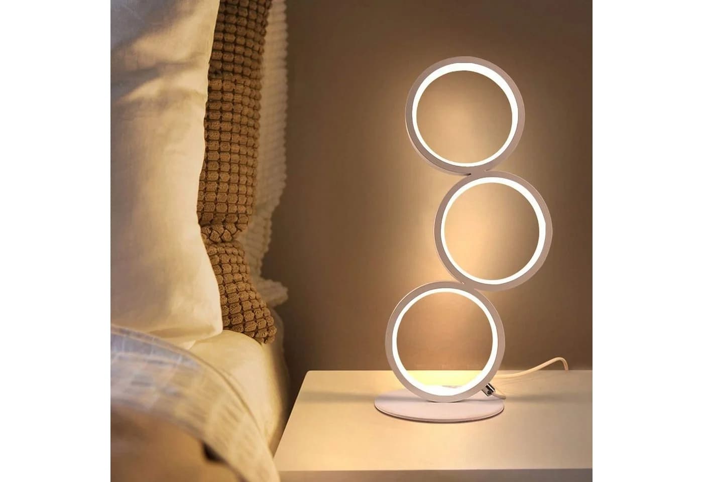 ZMH LED Tischleuchte Modern Ring Aluminium Dimmbar Warmweiß