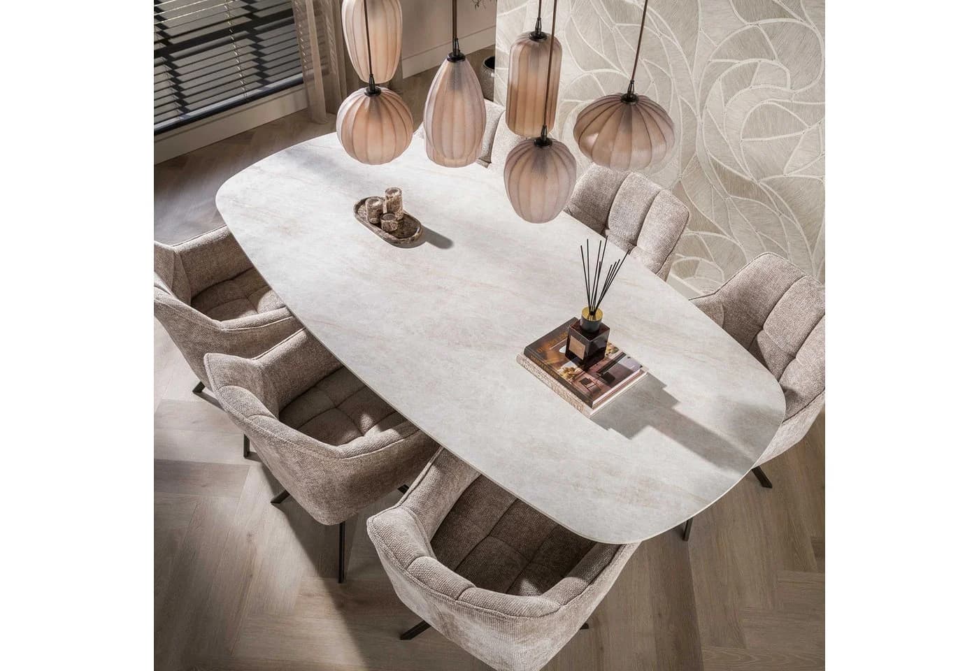Maison ESTO Esstisch TAVERO oval Keramik Taj Mahal Optik