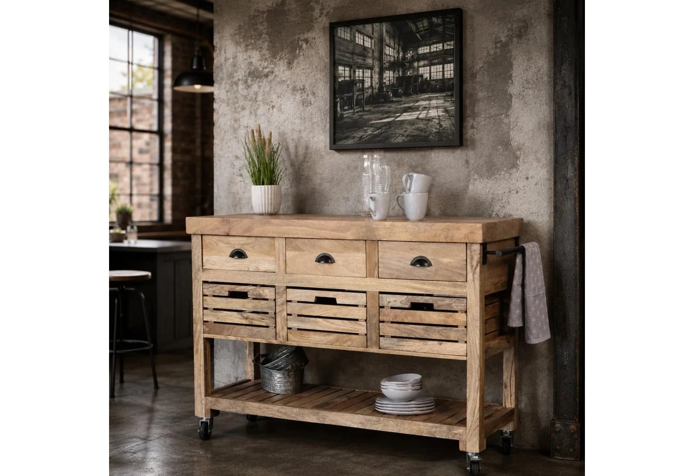 baario Küchenwagen ZAGON Mangoholz Kücheninsel Braun