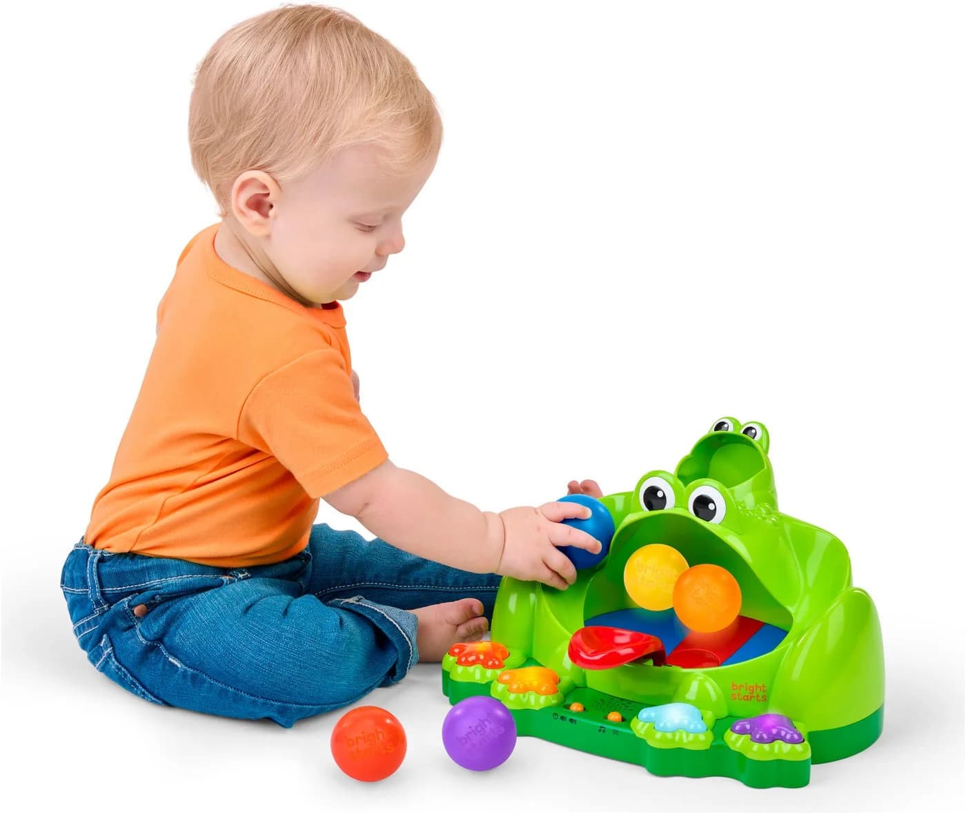 Bright Starts Lernspielzeug Poppin' Ball Frog mit Licht und Sound