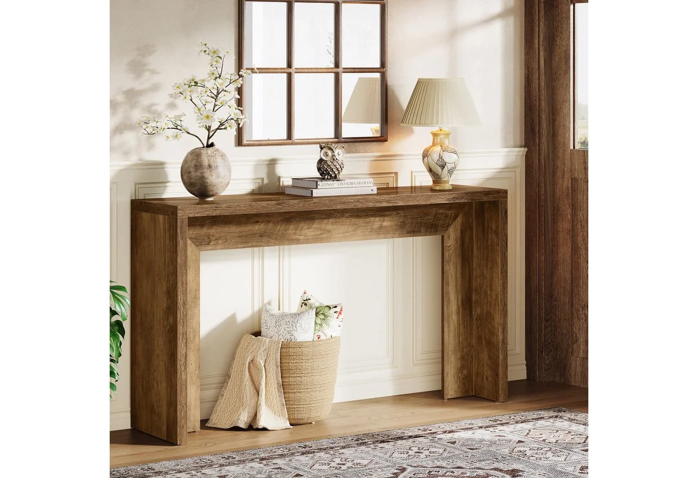 Tribesigns Konsolentisch 140 cm Holz Braun mit Lagerung
