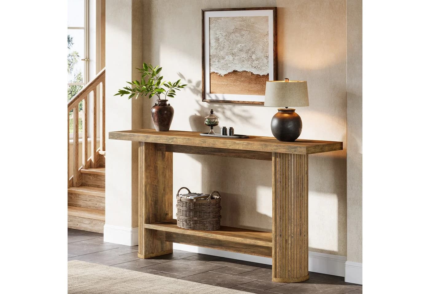 Tribesigns Konsolentisch 140cm Vintagebraun Holzspanplatte