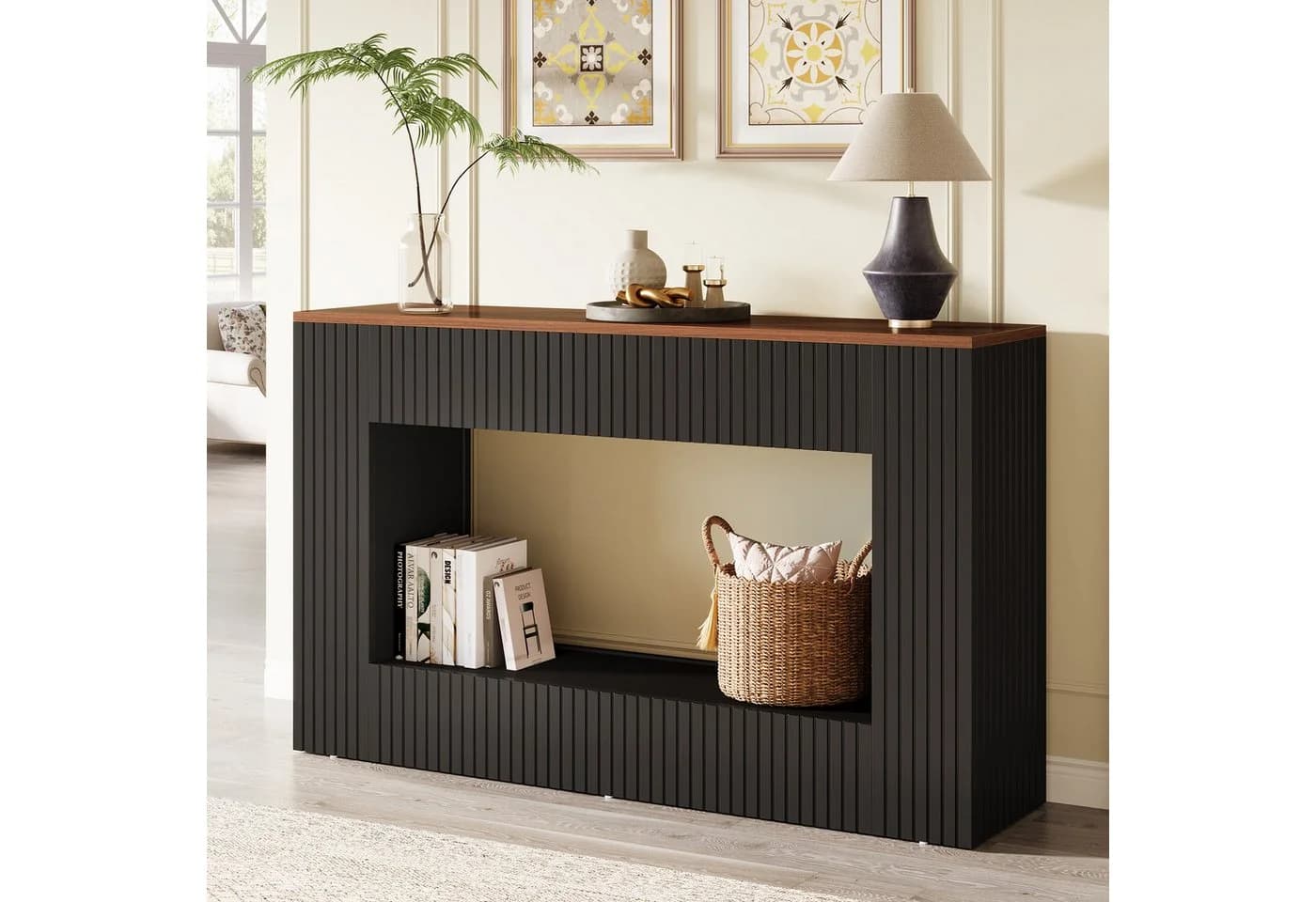 Tribesigns Konsolentisch 140 cm Schwarz Modern