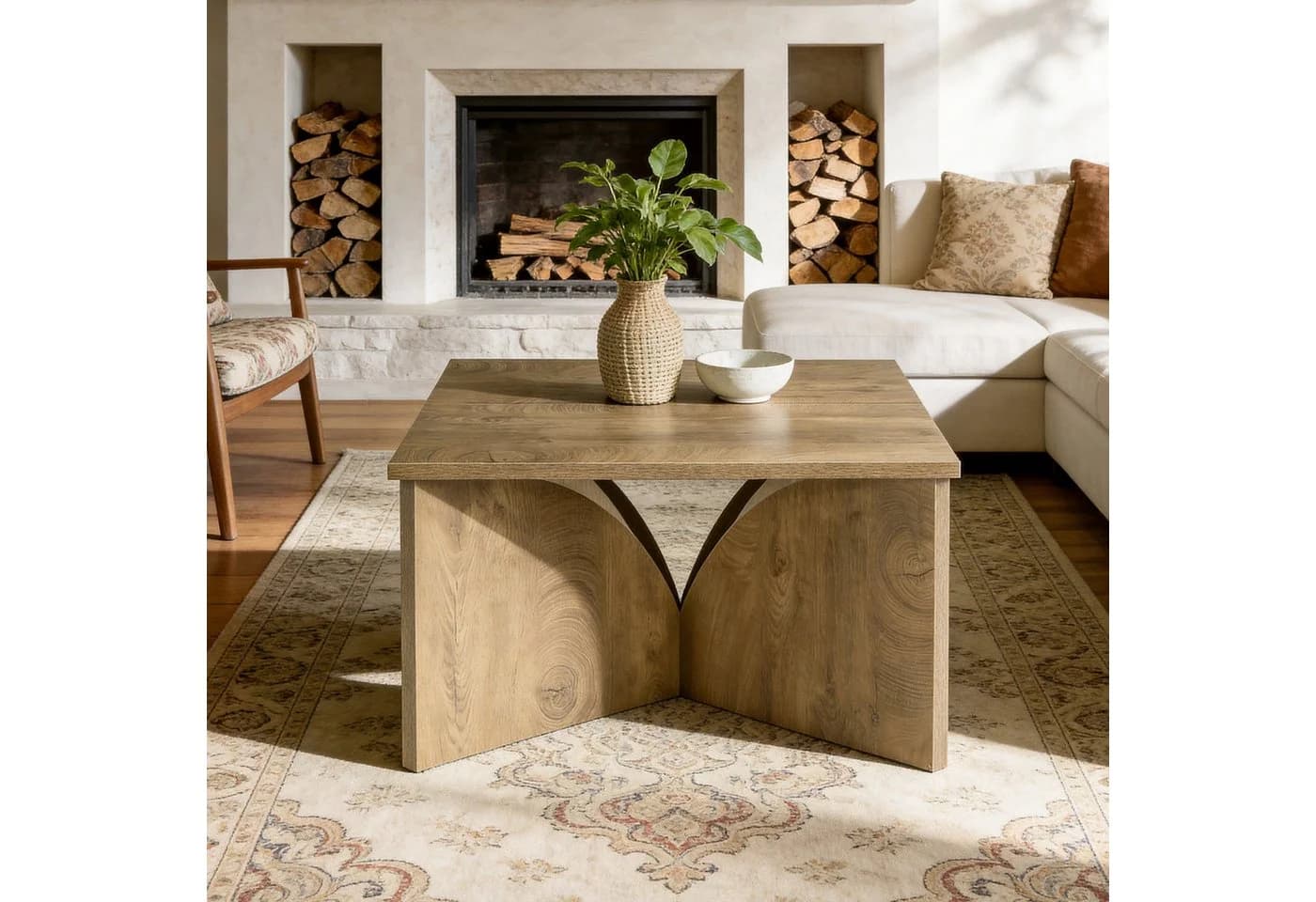 Tribesigns Couchtisch 80 cm Braun mit stabilem Gestell