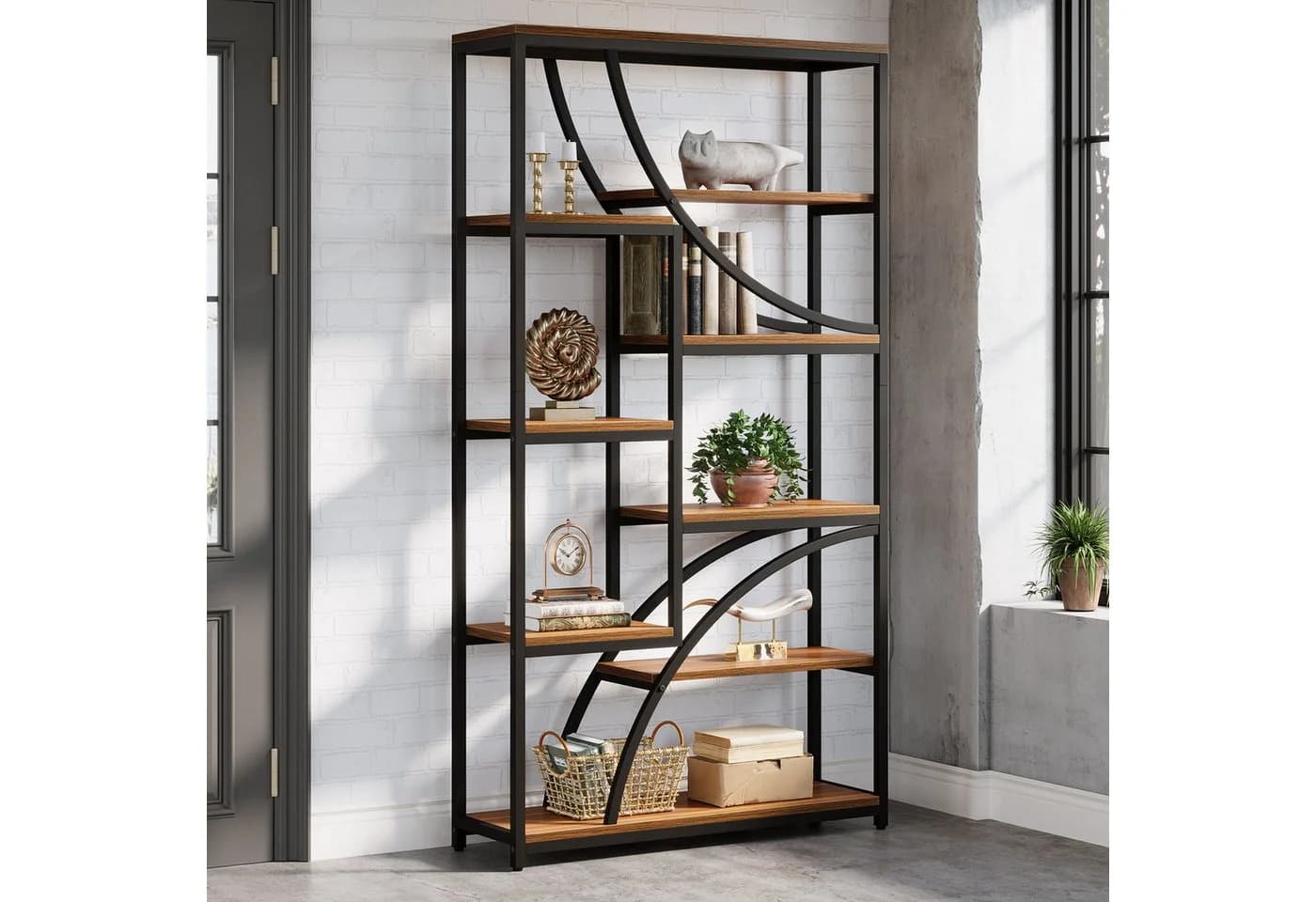 Tribesigns Bücherregal 180 cm Braun 9 Ebenen