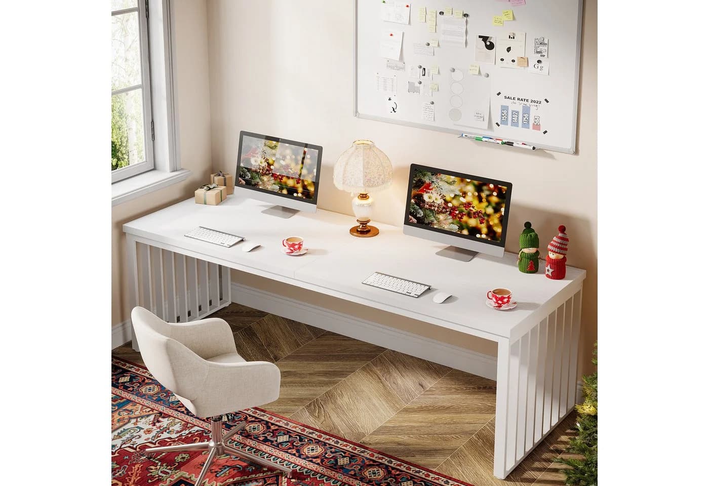 Tribesigns Schreibtisch 180 cm Computertisch Tisch Bürotisch mit Metallgestell