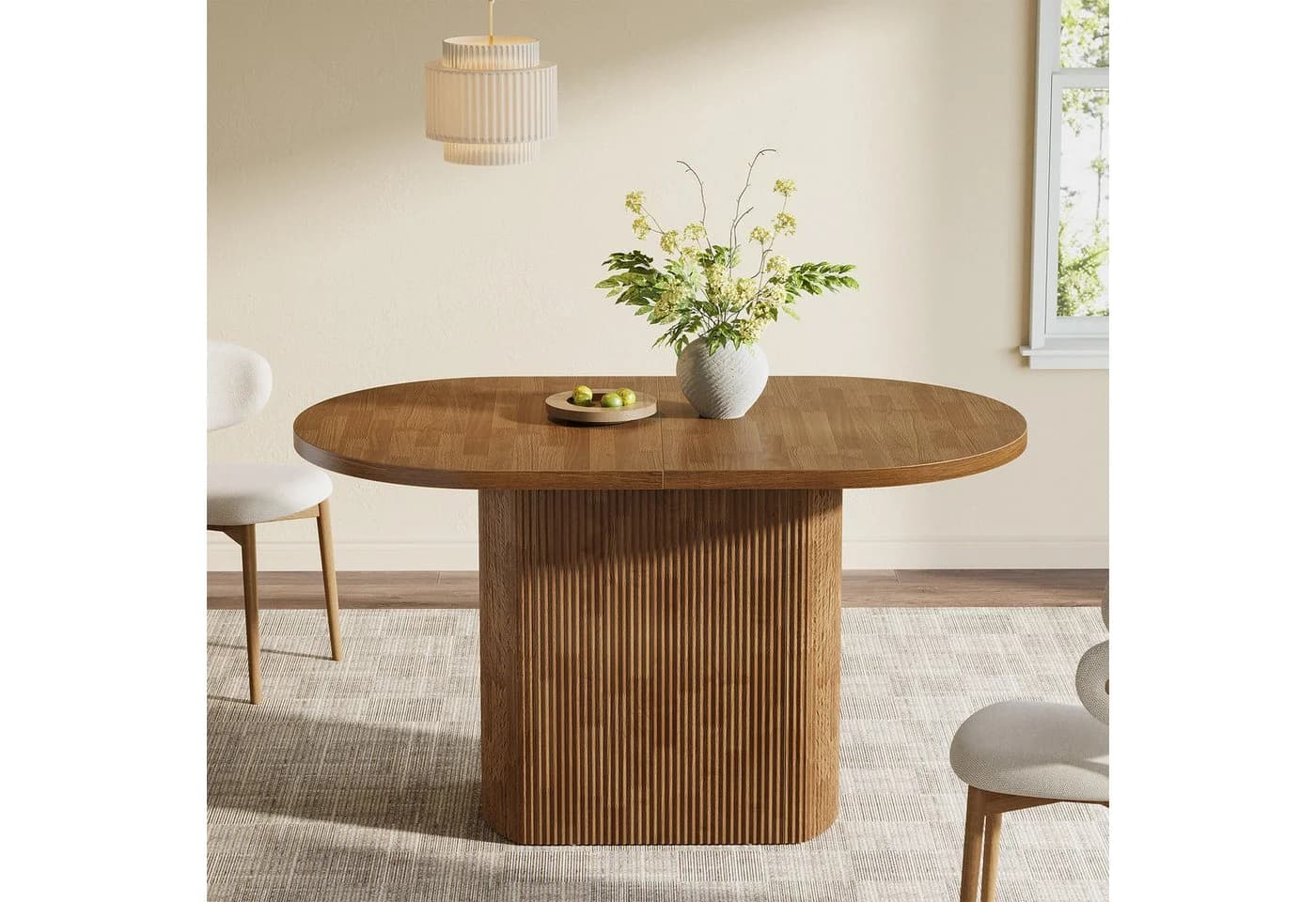 Tribesigns Ovaler Esstisch 140x70cm Eiche Optik Braun